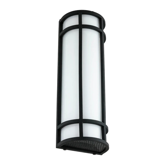 Black LED mission-style decorative wall sconce with opaque white lens