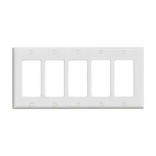 White 5-gang Decora/GFCI device wallplate