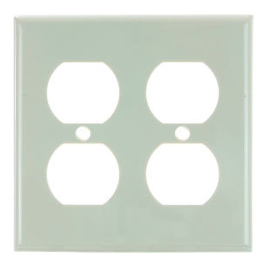 Almond 2-gang duplex wall plate with smooth rounded face