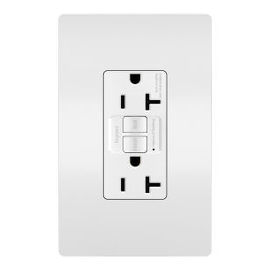 White 20A 125V self-test GFCI receptacle