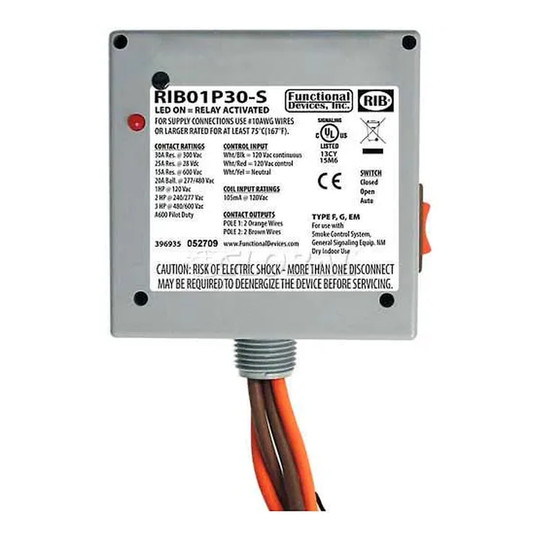 Enclosed 30A DPST power relay with side override