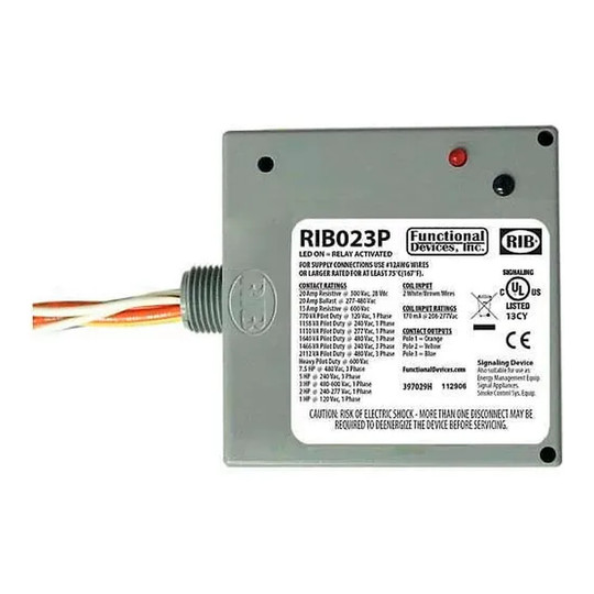 Enclosed 20A 3PST power relay rated for 208-277 VAC