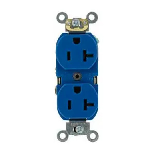 Blue 20A 125V heavy-duty duplex receptacle
