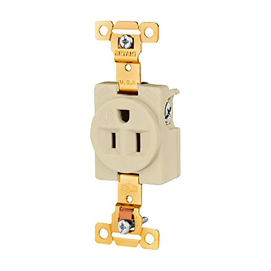 Ivory 15A 125V single NEMA 5-15R receptacle