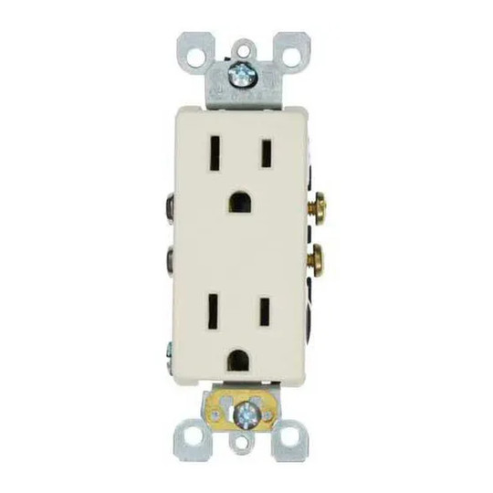 Brown 15A 125V self-grounding Decora duplex receptacle