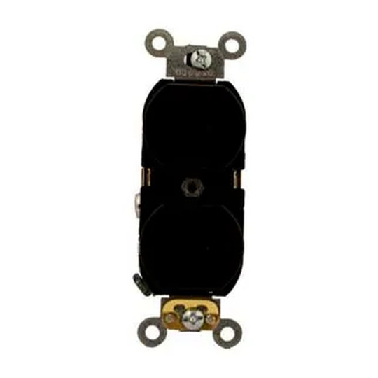 Black 20 amp 125 volt NEMA 5-20R wide-body duplex receptacle