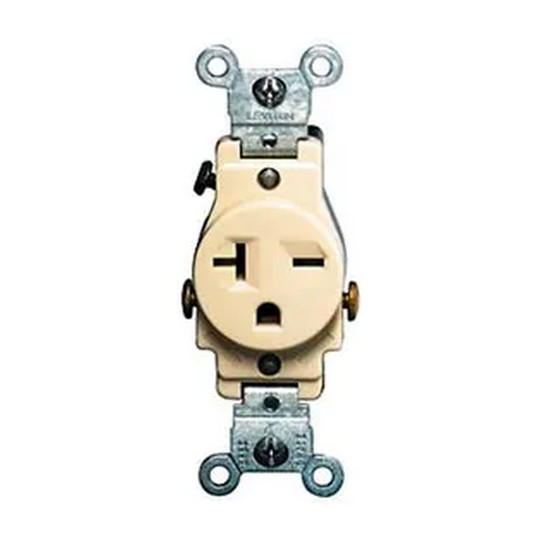 White 20A 250V NEMA 6-20R grounding single receptacle