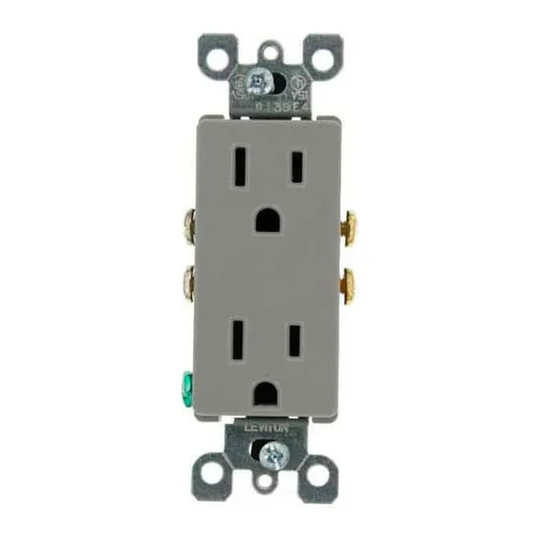 Gray 15A 125V grounding Decora duplex receptacle