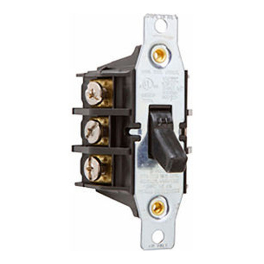 Black three-pole manual motor controller rated 30A and 600VAC