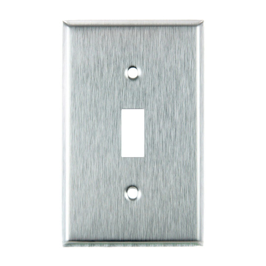 Gray 1-gang steel toggle switch plate