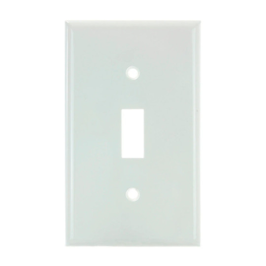 White 1-gang toggle switch plate