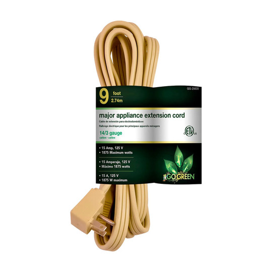 Tan 9-foot 14/3 SPT-3 appliance cord