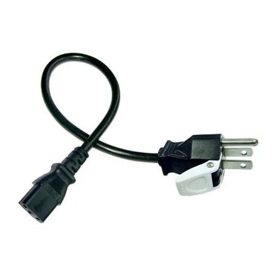 Black 10 amp 125V power supply cord with 5-15P plug and IEC C13 connector