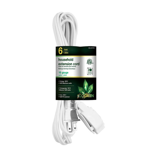 White 6-foot household extension cord
