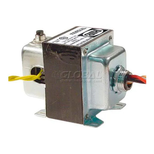 75 VA 120/208/240/480V to 24V industrial transformer with side-opening hub and circuit breaker
