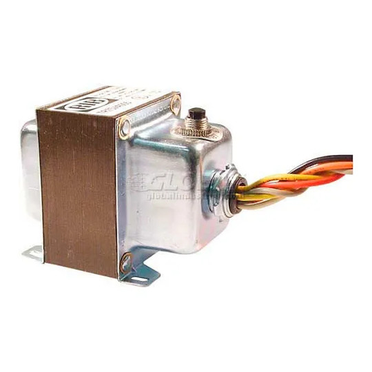75 VA 24V foot-mount industrial transformer with single hub and circuit breaker