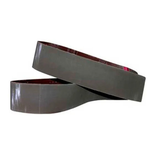 Gray aluminum oxide cloth sanding belt, 6 inches by 79 inches, A65 grit