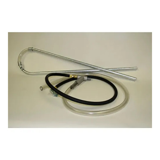 Siphon media delivery system with gun assembly, siphon tube, hoses, and connectors