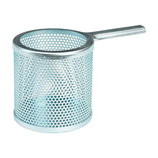 Steel small parts container with handle for blast cabinet use