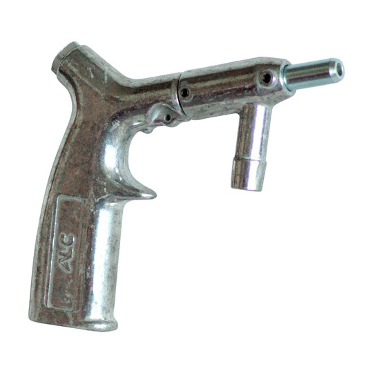 Cast aluminum siphon gun with steel nozzle for foot pedal-type blasting cabinets