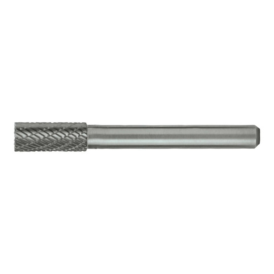 Silver double-cut cylindrical bur with no end cut