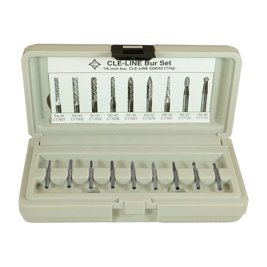 9-piece right-hand spiral bur set