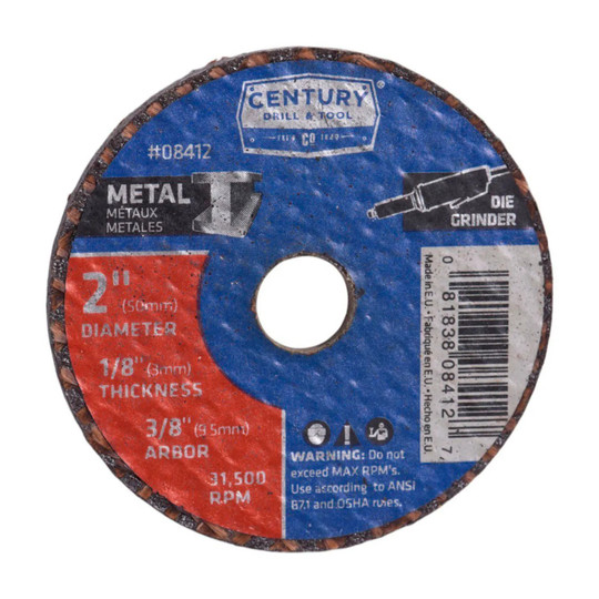 Three-pack of 2-inch by 1/8-inch aluminum oxide metal cutting wheels