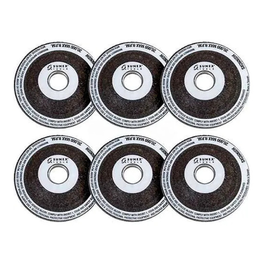 Six-pack of 2-inch 60-grit replacement grinding wheels for an SXC606 angle grinder