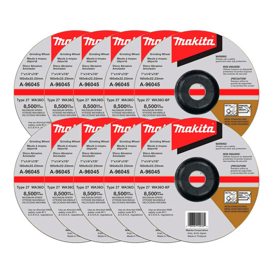 7 inch 36 grit Type 27 INOX grinding wheel with 7/8 inch center hole