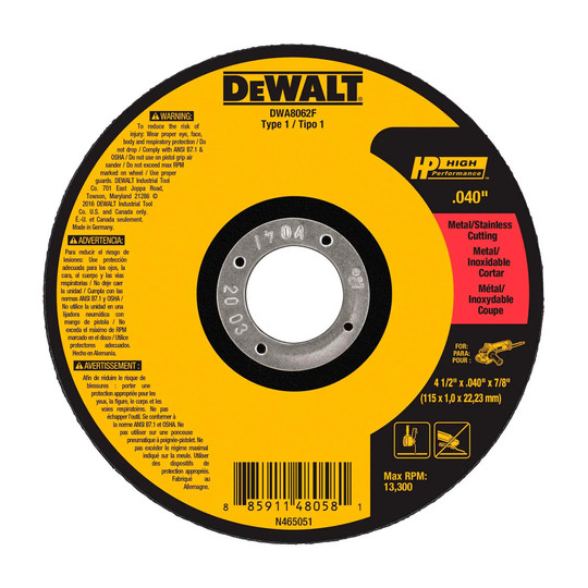 Type 1 4-1/2 inch metal cutting wheel