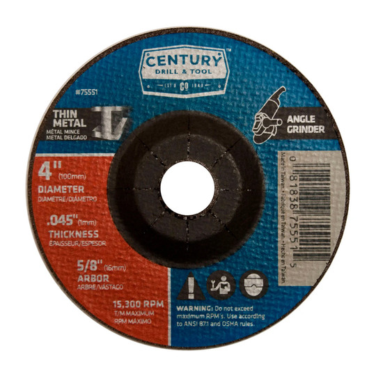 Type 27 aluminum oxide depressed center grinding wheel, 4 in. x 5/8 in.