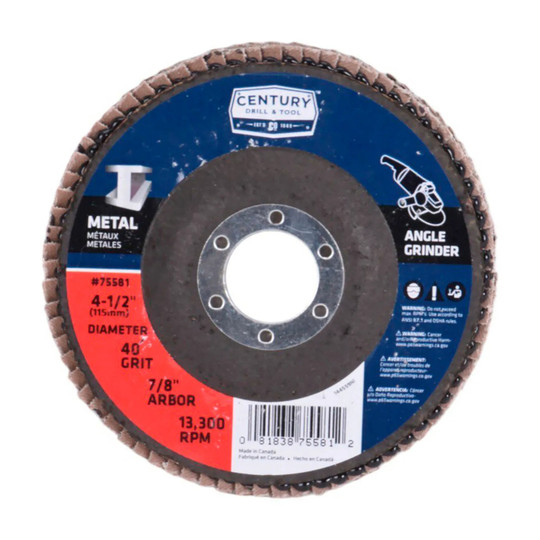 Type 27 zirconia flap disc, 4-1/2 inch diameter, 40 grit