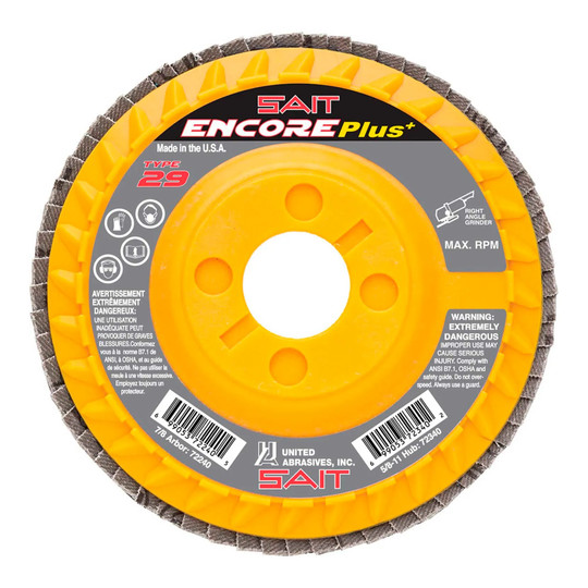 5-inch Type 29 zirconium 80-grit flap disc with 7/8-inch center opening