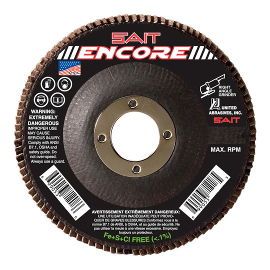 Type 27 4-1/2 inch 60-grit zirconium flap disc with fiberglass backing