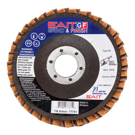 Type 29 4-1/2 inch 60-grit grind and finish flap disc