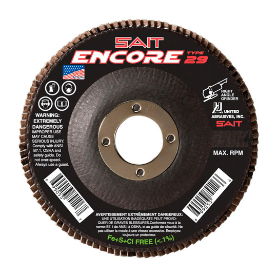 4-1/2-inch Type 29 zirconium flap disc with 36 grit and 7/8-inch arbor opening