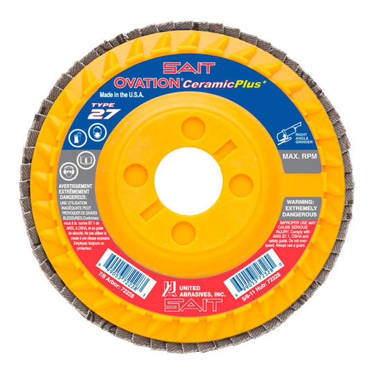 5 inch Type 27 ceramic flap disc with 60 grit abrasive