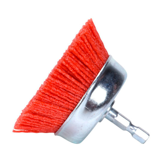 3-inch nylon abrasive cup brush with quick-change shank
