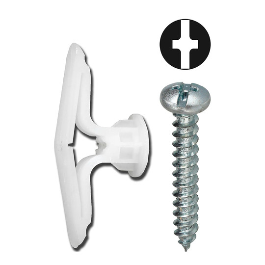 Nylon toggle anchor kit with #8 combo pan head screws