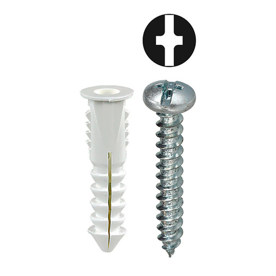 Ribbed conical anchor kit with #6 combo pan head screws