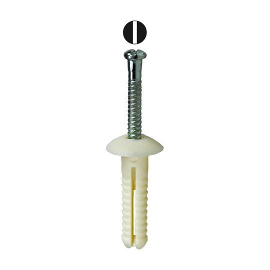 Nylon button head drive anchor kit with pins, 3/16 inch by 1 inch, 100 pieces