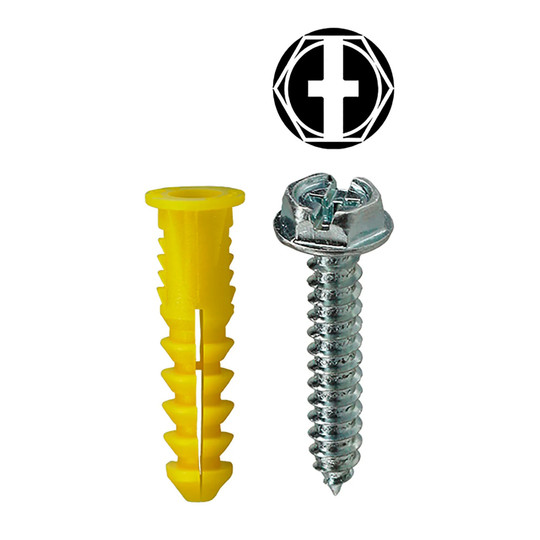 Ribbed conical anchor kit with #10 combo hex head screws