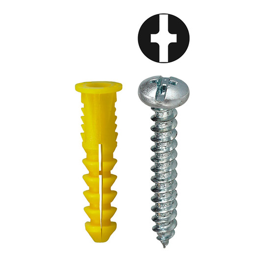 Ribbed conical anchor kit with #10 combo pan head screws