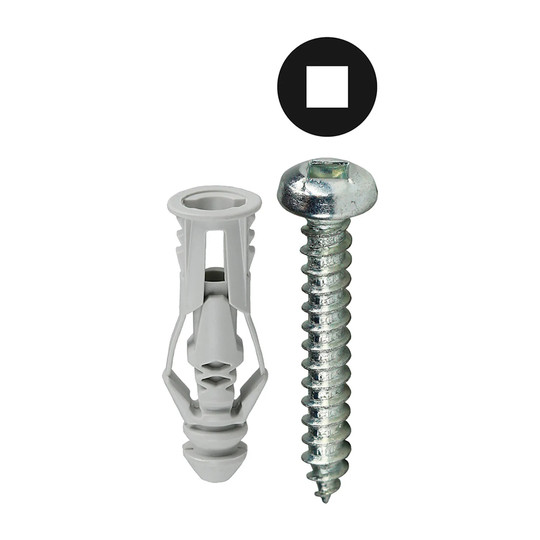 Triple-grip anchor kit with #8 square pan head screws
