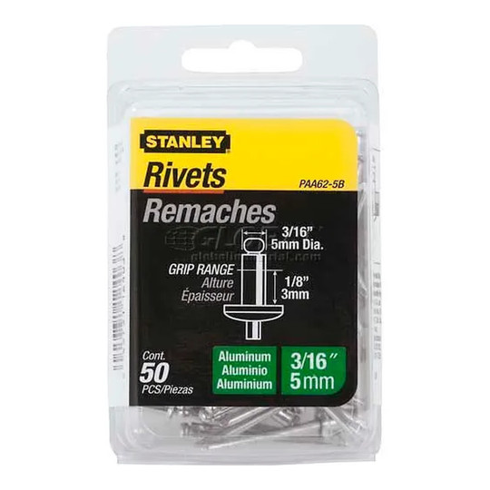 Aluminum blind rivets, 3/16 in. x 1/8 in., 50-pack