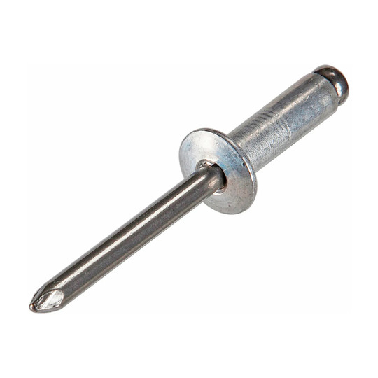 Silver button head aluminum and steel blind rivet