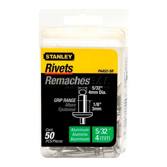 Aluminum blind rivets, 5/32 in. x 1/8 in., 50-pack