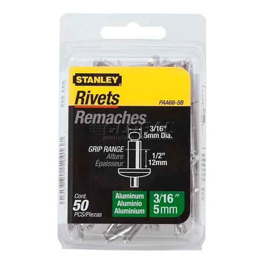 50-pack of 3/16 in. x 1/2 in. aluminum blind rivets in reusable packaging