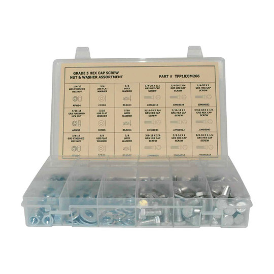 330-piece Grade 5 zinc-plated hex head cap screw assortment