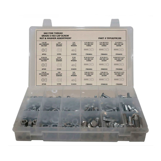 330-piece Grade 5 fine-thread hex cap screw assortment